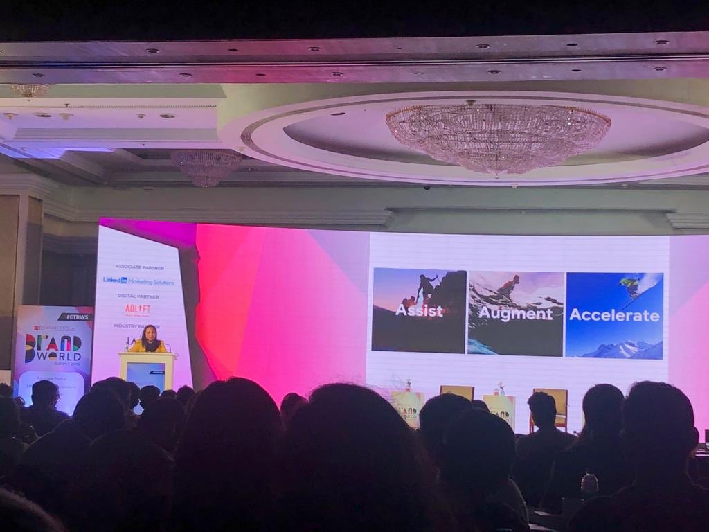 Finally met @VandanaChamaria where she spoke on ‘The future of Digital Immersion’ which is based upon the three key pillars Assist, Augment and Accelerate at the Brand Equity Summit! #BWS2019 #ETBWS
