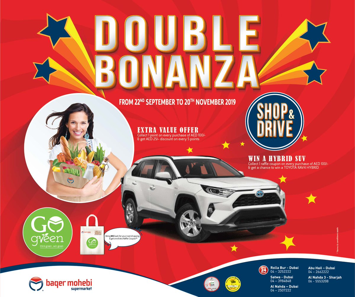 BM_Smkt's tweet photo. GO GREEN-Get a chance to win a Toyota Rav4 Hybrid!
Shop at any @BM_Smkt outlets & collect raffle coupons to enter in the lucky draw or save points for discounts on your next shopping. Sept 22 - Nov 20, 2019
#GoGreen ๐๐ณ๐
#DoubleBonanza
#ShopAndDrive
#ExtraValueOffer
#WinAHybrid https://t.co/u1p4kymPRI