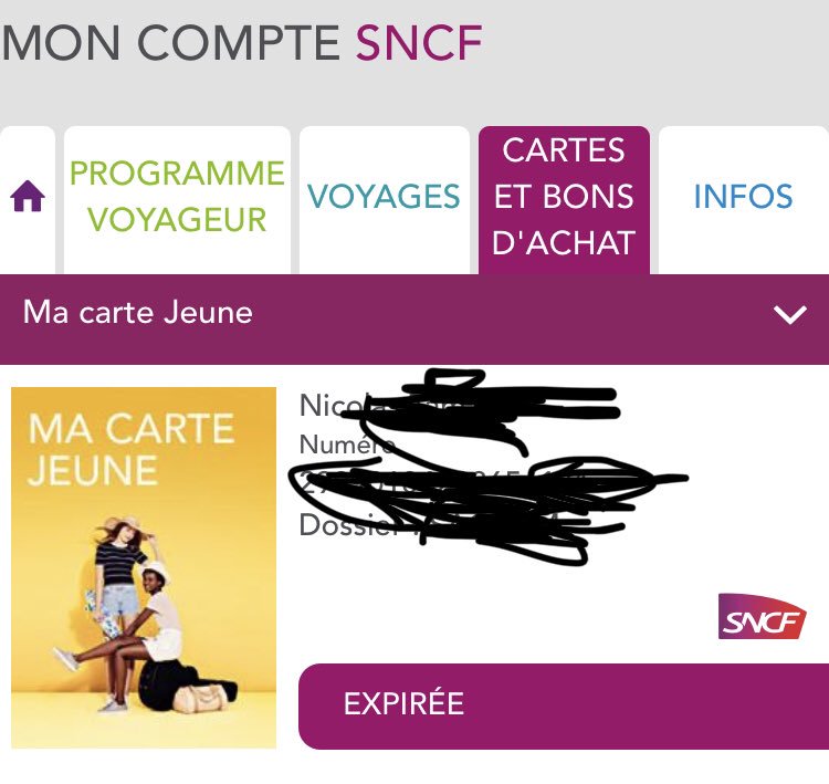 Nicolas Tamalet Sncf Ma Carte Jeune Expiree Est Toujours Rattachee A Mon Compte Sncf Ce Qui Fait Que Je Ne Peux Pas Dematerialiser Ma Carte Week End Comment Je Peux Faire