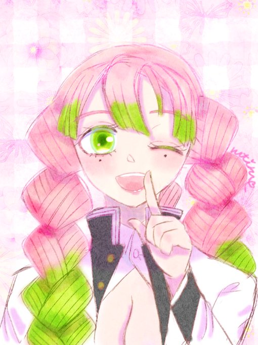 ルチルさんがTwitterに投稿した甘露寺蜜璃(鬼滅の刃)のイラスト。