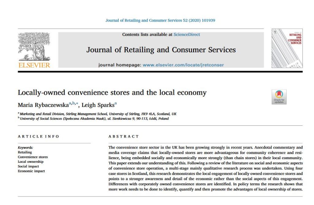 ICYMI - Scotland's Towns Partnership's Chair, Professor Leigh Sparks @stirIRS has co-published new research w/ Dr Maria Rybaczewska on the social and economic value of local convenience stores. Read more at: scotlandstowns.org/stp_chair_leig… #ScotlandsTowns