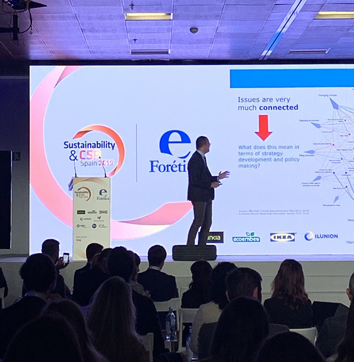 foretica's tweet photo. "Good sustainable development strategies need to take into account the bigger picture, capture the multiple dimensions of sustainability needs to overcome the often siloed approach, minimize trade-offs and maximize co-benefits" @SaidElKhadraoui #SustainabilityCSRSpain2019 https://t.co/3KcntkOpvn