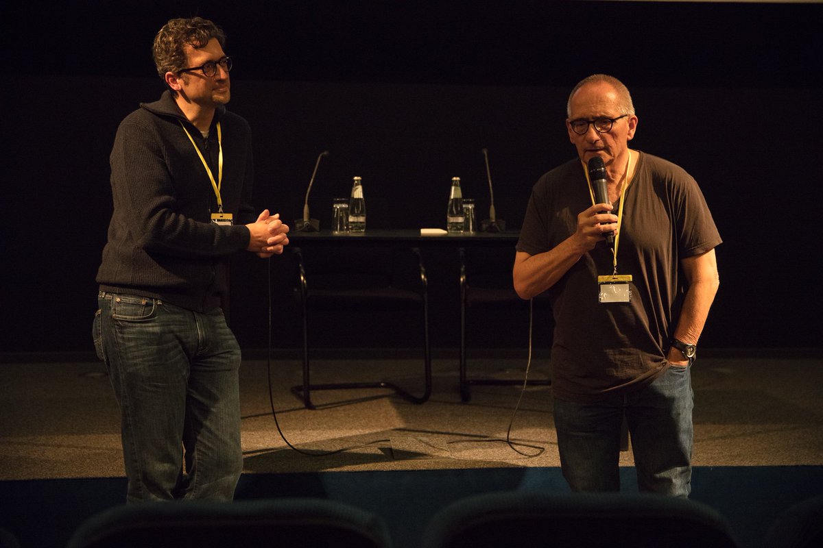 More photos from the @moving_history film festival, showing our own Pr. Marco Abel with the brilliant German director Dominik Graf. For more on DG, see Marco's long interview with DG in @SensesofCinema (2010): bit.ly/2mMrL4m.
#Germanfilm
#GermanCinema
#DominikGraf
