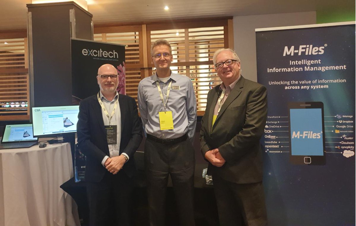 Excitech_Ltd's tweet photo. Our Head of Data Management Solutions Alec Milton at the @CITA_Ltd #BIMGathering in Ireland today, with fellow @M_Files partner #DigitalDocumentsLtd @cognegen #DocumentManagement #MFiles #ExcitechDOCS https://t.co/dePpP5GrMP