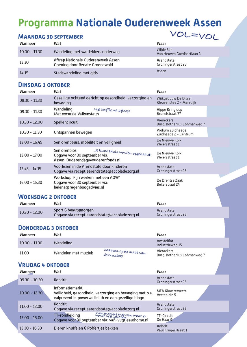 AsserUitdaging's tweet image. Bekijk hier het programma van de Nationale Ouderenweek in Assen!! Hele week leuke en gratis activiteiten voor ouderen (voor sommige activiteiten moet er aangemeld worden) - Delen wordt gewaardeerd