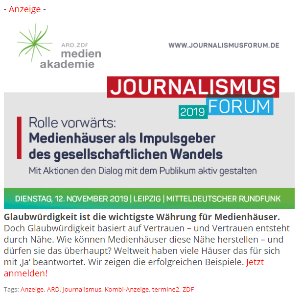 Turi2 Anzeige Glaubwurdigkeit Ist Die Wichtigste Wahrung Fur Medienhauser Aber Wie Konnen Medienhauser Diese Nahe Herstellen Und Durfen Sie Das Uberhaupt Das Journalismusforum Der Ardzdf Akademie Zeigt Erfolgreiche Beispiele Jetzt