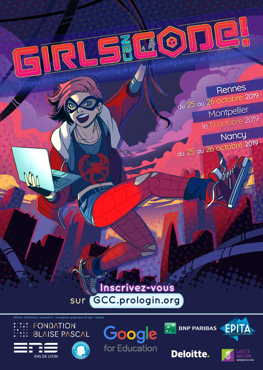 A l'occasion de la #CodeWeek <a href="/GoogleEnFrance/">Google en France</a> organise en octobre des stages #GirlsCanCode 💪 avec @Prologin dans les ateliers numériques de #Rennes #Nancy et #Montpellier. Bonne nouvelle ! il reste des places 👉gcc.prologin.org Ensemble pour ➕ de mixité dans le numérique!
