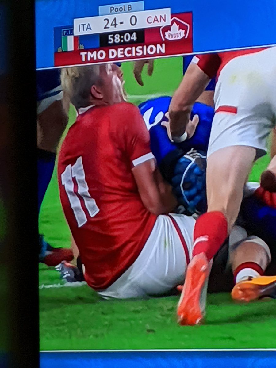 HeidiAtter's tweet photo. It may be 24-0 for Italy but at least #Sask's DTH temporarily stopped another try! // #RWC็ฆๅฒก #LetsGo #ThisGame #NotOurBest @SLangeneggerCBC https://t.co/jzs70LjHvj