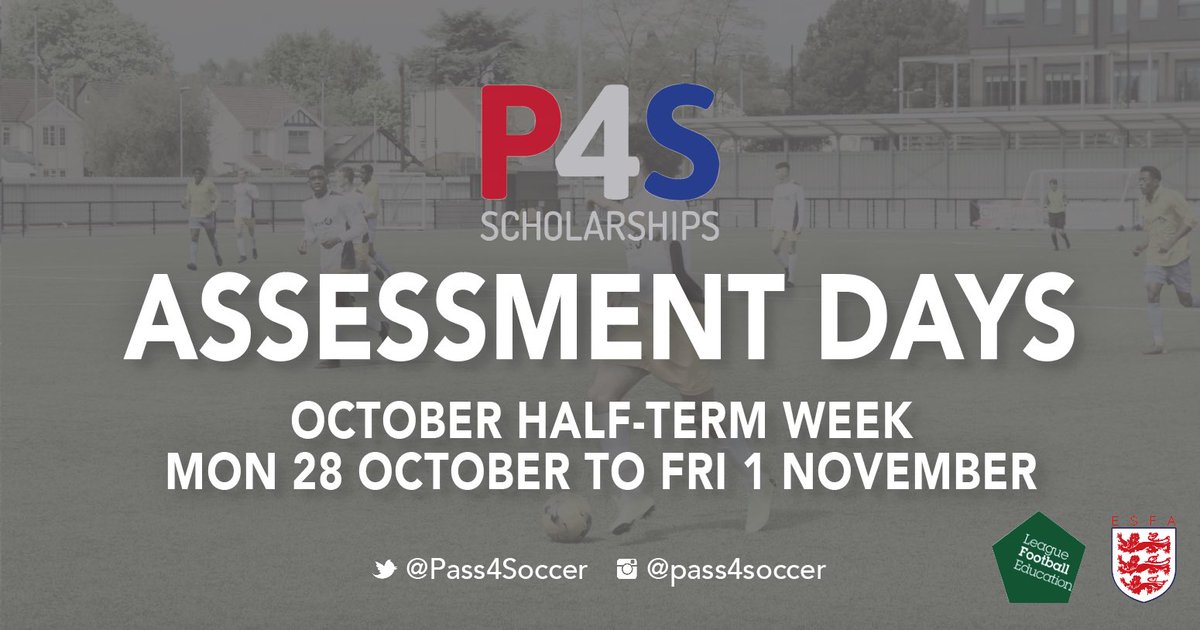OCTOBER HALF-TERM ASSESSMENT DAYS

Mon 28 Oct - Newcastle (Males)
Tue 29 Oct - Newcastle (Females)
Wed 30 Oct - Cirencester (Males)
Wed 30 Oct - <a href="/sunderlandcol/">Sunderland College</a> (Females)
Thu 31 Oct - Sunderland College (Males)
Fri 1 Nov - Rectory Park (Females)
Fri 1 Nov - <a href="/leedsbeckett/">Leeds Beckett</a> (Males)