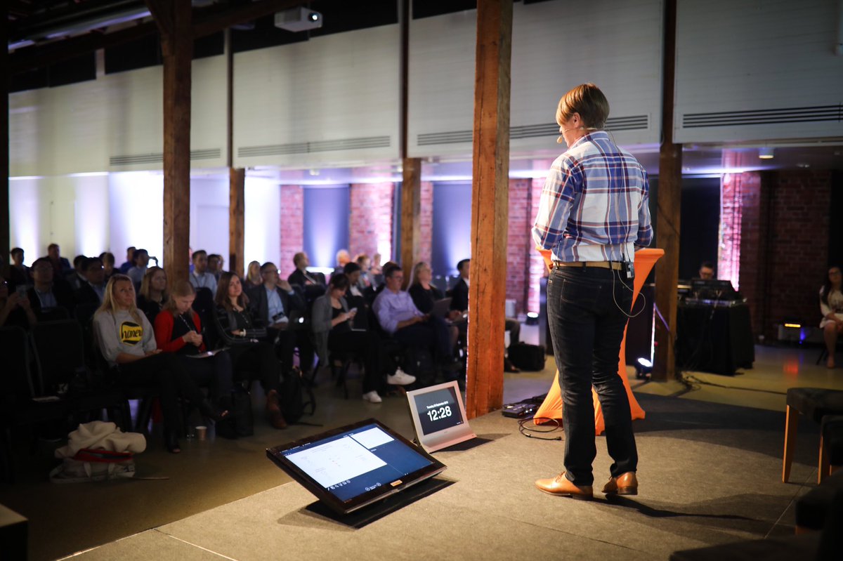 On stage: <a href="/mpristim/">Mikko Ristimäki</a> of <a href="/Postigroup/">Posti</a> at #MyData2019 explaining the efforts building a MyData operator. Ping <a href="/8_bit_sheep/">8-bit-sheep</a>