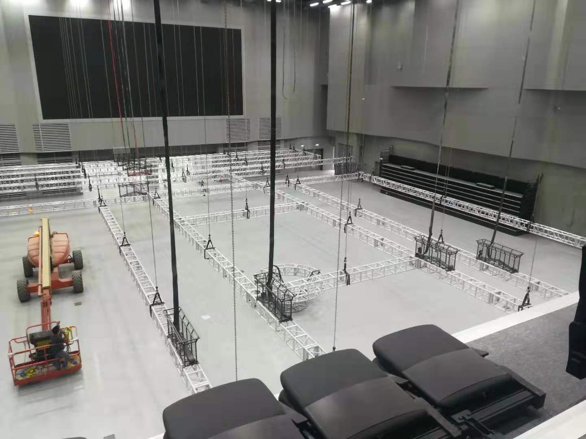 EagleTruss's tweet photo. Eagle Group supplies truss, hoist and technical support for the Macau University of Science and Technology. Total 61PCS CM motor hoist, 400m 400x400 bolt truss and 178 square meter stage. The whole project is being installed and debugging. https://t.co/S55S3MepkX