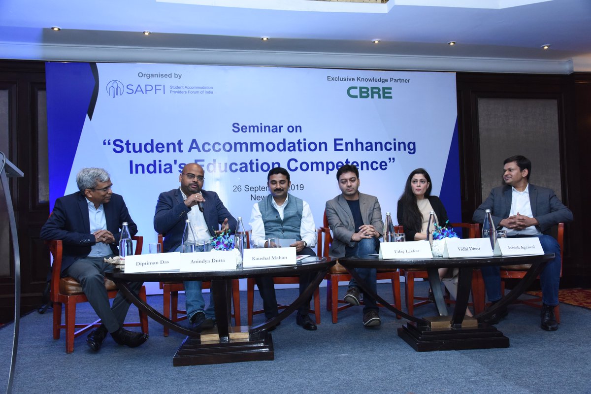 SAPFI_org's tweet photo. Panel discussion on “Building Quality Student Accommodation for Higher Education: Role of Stakeholders” saw participation from @kaushalmahan, CMD of @Edcilindia, Anindya representing @stanza_living, Vidhi from @CBRE_India, @dvbydt , Uday representing @CoHoStayz https://t.co/SxcetfBupW