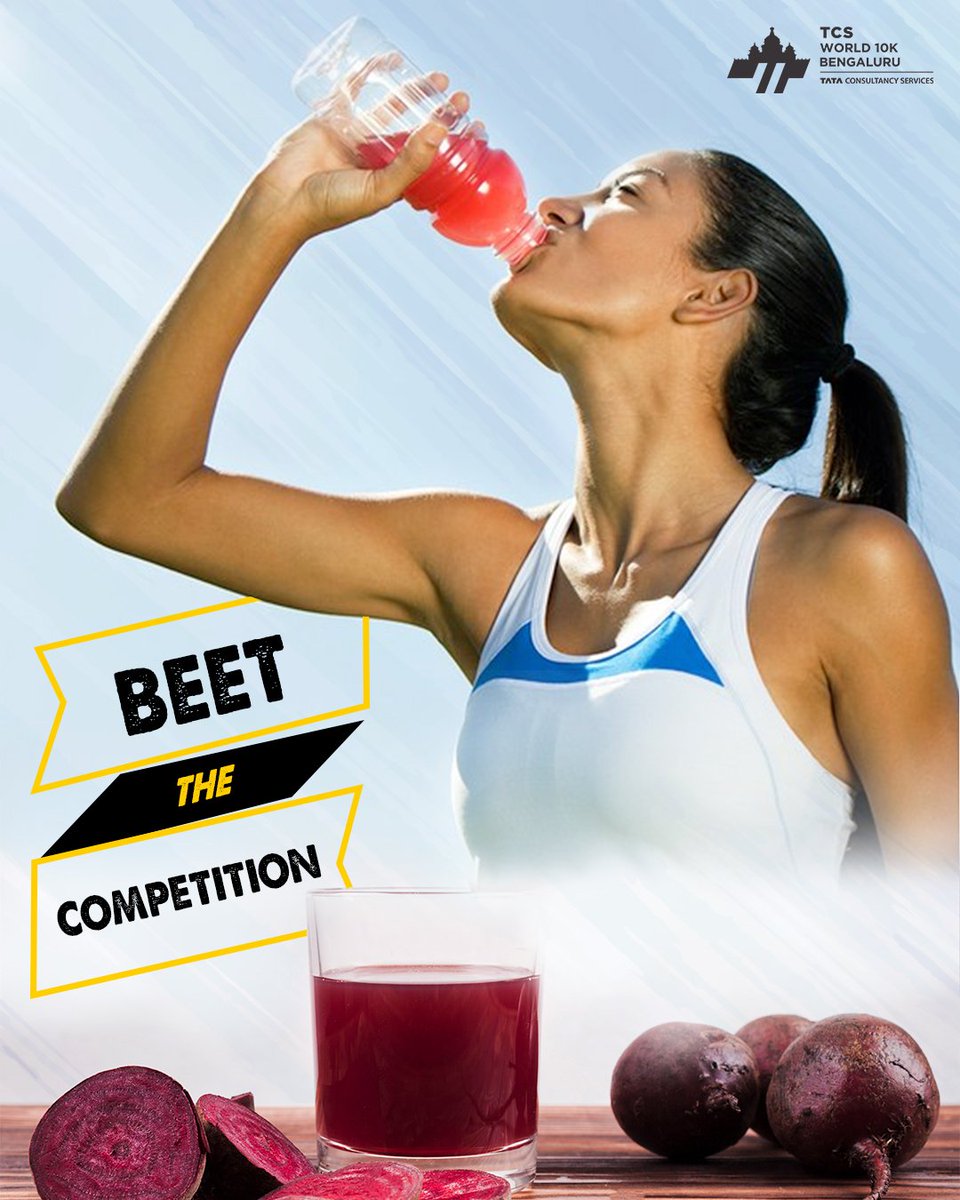TCSWorld10K's tweet photo. Did you know? Nitric oxide in beetroot juice improves muscle efficiency and blood flow, helping you run faster. 

#FridayFunda https://t.co/bw9QbQThkS
