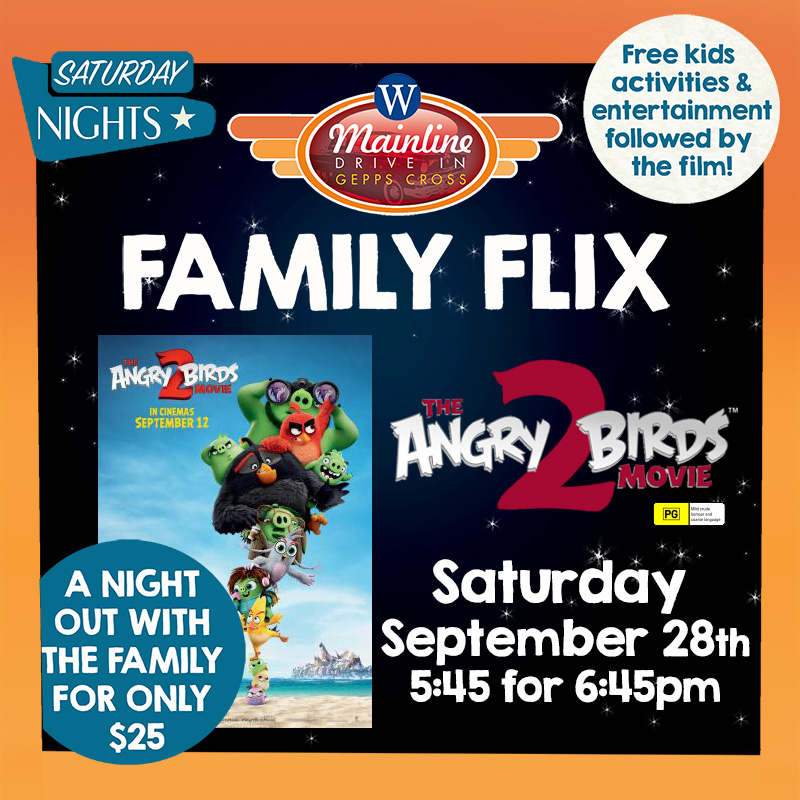 Wallis_Cinemas's tweet image. Bring the family and join us at the Mainline Drive In this Saturday night for a special Family Flix screening of The Angry Birds Movie 2 (PG)! Free kids activities and entertainment followed by the film! Get tickets now: bit.ly/2ZfA7PX

#walliscinemas  #mainlinedrivein
