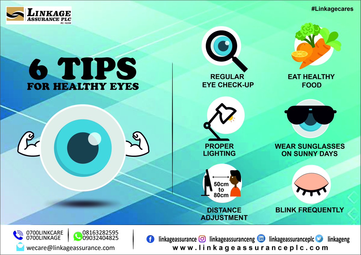 Good vision helps us perform well. It is important to take a few simple steps to make sure you help keep your eyesight at its best. 
Go for a regular #eye check-up, ensure adequate distance adjustment, eat healthy food.
#Linkagecares #HealthyTips #Insurance #Protectionthatcounts