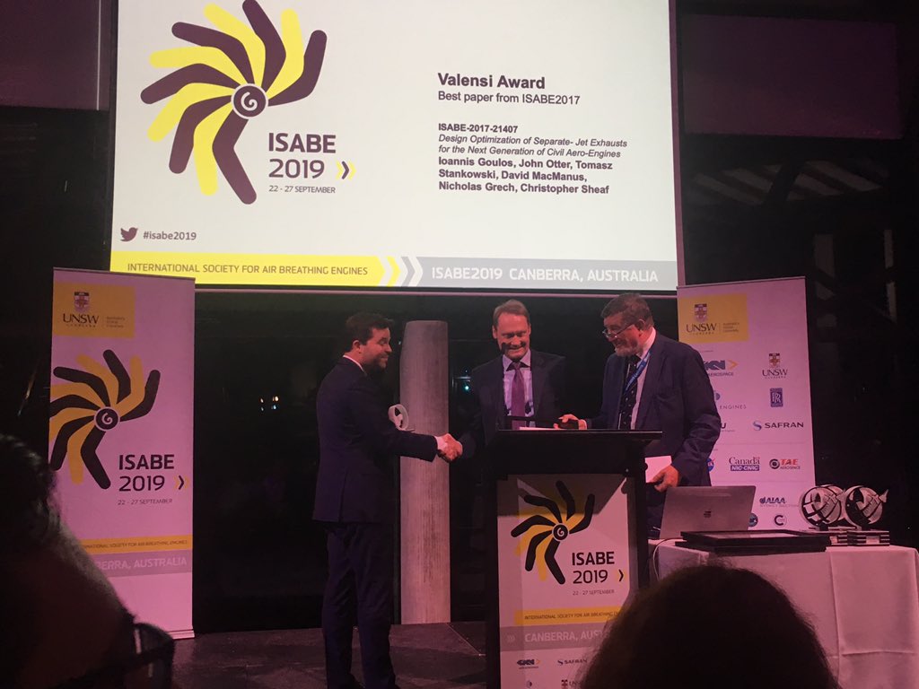 isabe2019's tweet photo. Best paper award from ISABE2017 was Ioannis Goulos from @CranfieldUni - congratulations Ioannis and team! https://t.co/PCYlzWdN3N