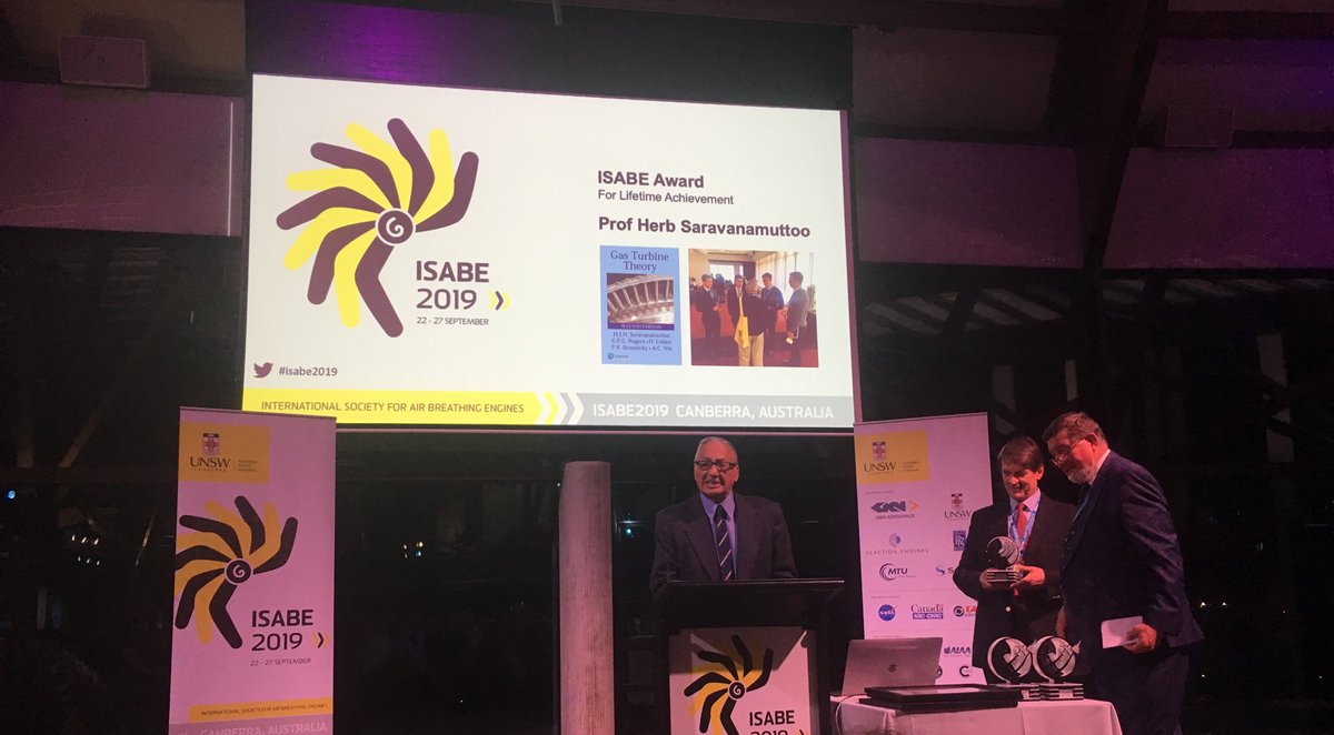 isabe2019's tweet photo. Award #2 for the night - ISABE Award for Lifetime Achievement Prof Herb Saravanmuttoo! Congratulations https://t.co/m7WmHEiE0l
