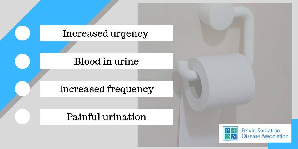 As part of #UrologyAwareness month we want to raise awareness of the urological symptoms that people can experience with #PelvicRadiationDisease
It is very important that you tell your health care team if you experience any of these symptoms