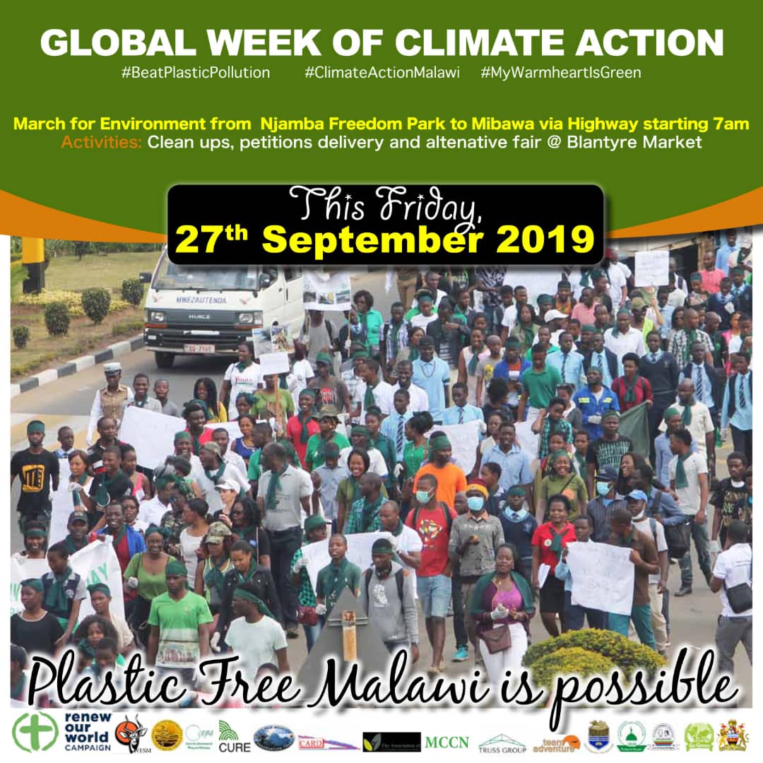 aej_malawi's tweet photo. The train has left the station! Join the MARCH! SAY NO TO PLASTISCS! #BeatPlasticPollution #ClimateChange #ClimateStrike @EnellessNyale @EUinMalawi @undpmalawi @mosesmichael2 @2030_Youth @DorothyTembo @SDGoals @malawiwildlife @WESM @chamkoka @chavulaj @ufuluwanga @jiyajiyap https://t.co/n1wehc6m5Q