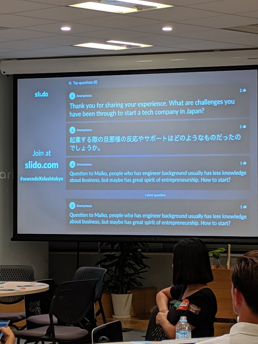 Some of the questions popping up for our speakers tonight at Entrepreneur Night #WWCode #SlushTokyo