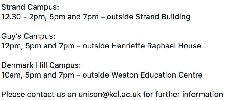 KingsGTAs's tweet photo. @KingsCollegeLon are continuing to exploit their workers + refuse to listen to their concerns. 

Come and support KCL Cleaning + Security staff TOMORROW to demand fair pay + access to payslips. 

More info here: https://t.co/QuZv0jbuJe

See you there 🔥💪

@KCLJ4C @unisontweets https://t.co/ebJoTPUWBX