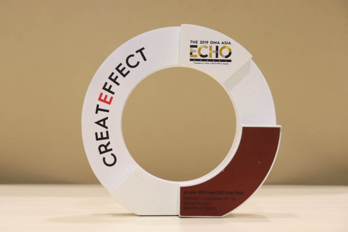 Infidigit's tweet photo. We brought home a Bronze from the prestigious DMA Asia Echo Awards for ‘the best use of Search’.
Campaign: Generating 84x ROI from SEO compared to Paid for Myntra.
Our Fourth Awards in 2019, and there’s more to come.
#DMAAsia #DMAIndia #ECHOAwards #DMA19 #ASIAECHO #SEO #Myntra https://t.co/5oioP56UrI
