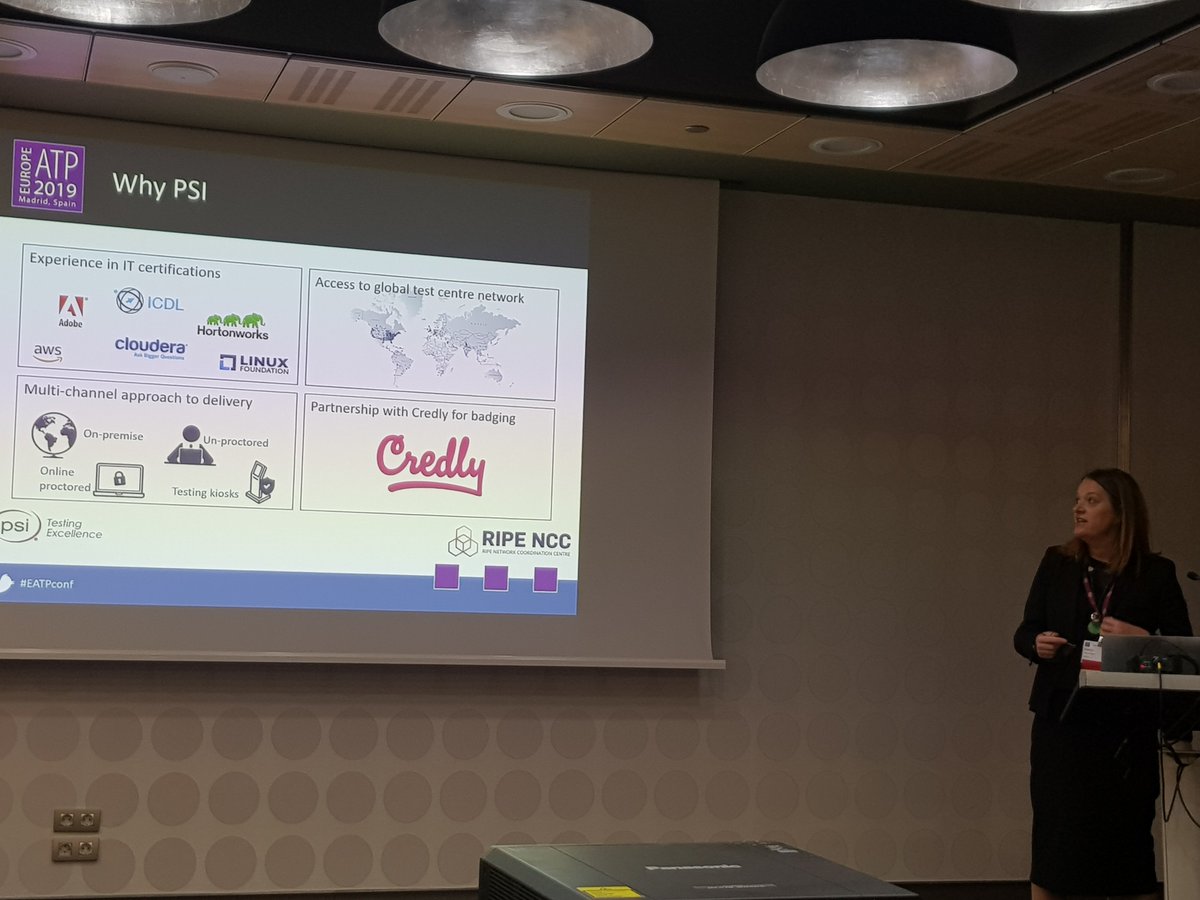 PSIeAssessment's tweet image. Kerry Williams, VP #eAssessment and @ripencc Sandra Bras presenting &quot;How to Launch a Mixed Modality Certification Programme with Digital Badging&quot; at #EATPconf.
Well done on the session! 
#edtech #assessment