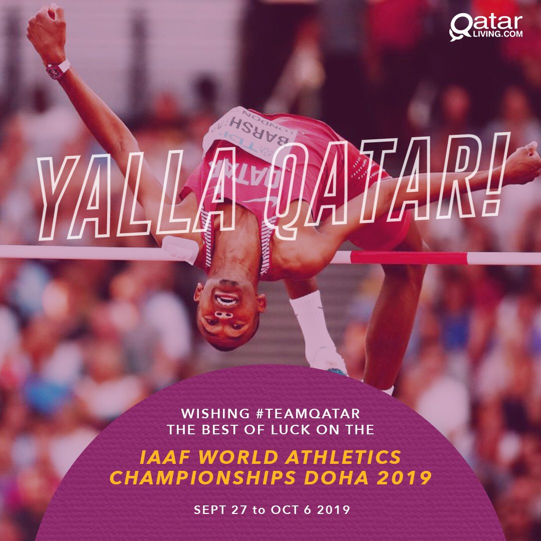 qatarliving's tweet photo. The #QLTeam would like to extend our support to the entire #TeamQatar ahead of the @IAAFDoha2019 championships starting tomorrow. No matter what the results are, we are firmly behind all our athletes!
#weareqatar
#Qatar
@qatar_olympic 
@hamad_jassim 
@TamimBinHamad https://t.co/TtEj0VEFTI