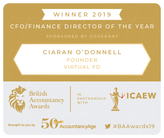 TheCFO_io's tweet image. Congratulations to Ciaran O’Donell of @TheVirtualFD for winning the CFO/Finance Director of The Year award at last night's British Accountancy Awards! #BAAwards19