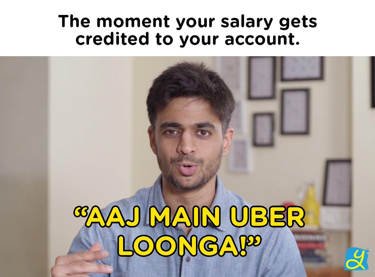 weareyuvaa's tweet photo. Aur month-end pe phir broke ho jaunga!
#HowToLife #Adulting #SalaryDay #MonthEnd https://t.co/oqmII1Rw5L