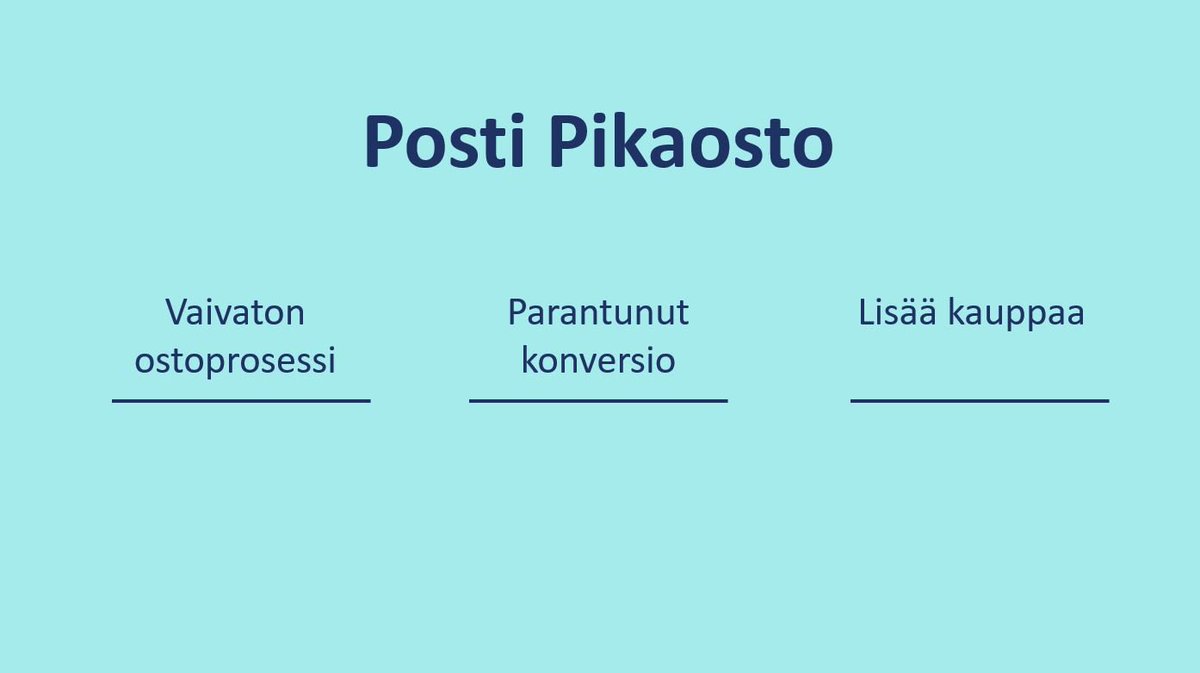 Postigroup's tweet photo. @anchaker @KuusistoTurkka @eeromartela @mikkonu @enfuce @elinafuturist @YouTube @WishShopping @SamiFinne @Kantar @Zalando @Verkkokauppacom @ArttuHollmerus @pasi Maksaminen verkkokaupoissa on edelleen hidasta, ja PSD2:n myötä se menee entistä vaikeammaksi. Posti Pikaosto yhdistää helpon maksamisen siihen, että @PostiGroup tietää jo valmiiksi mihin haluat pakettisi. Ostoksesi onnistuvat yhdellä klikillä. #eComNext2019 #Posti #PostiBox https://t.co/iaCkAMuHZI
