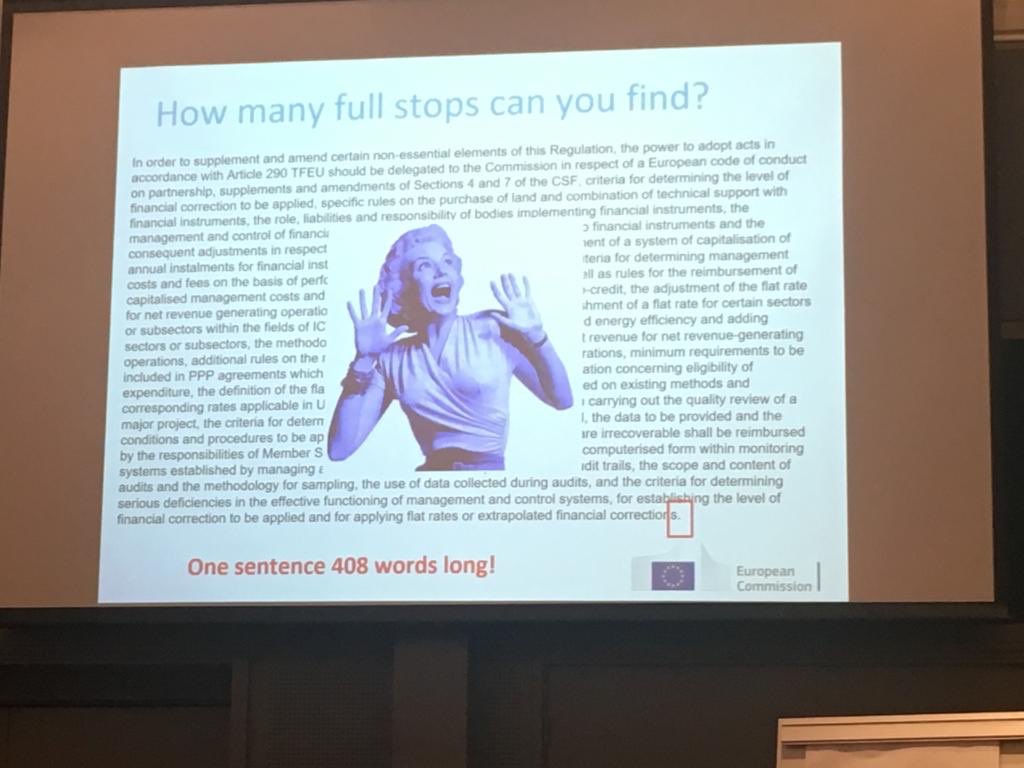 The European Committee raises awareness among their writers. Plain Language matters. #plain2019