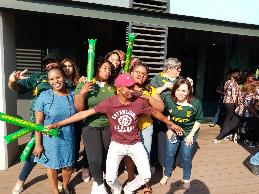 @DoveMenCare_ZA @Springboks #ChampionsOfCare Rugby World Cup team building at the office.