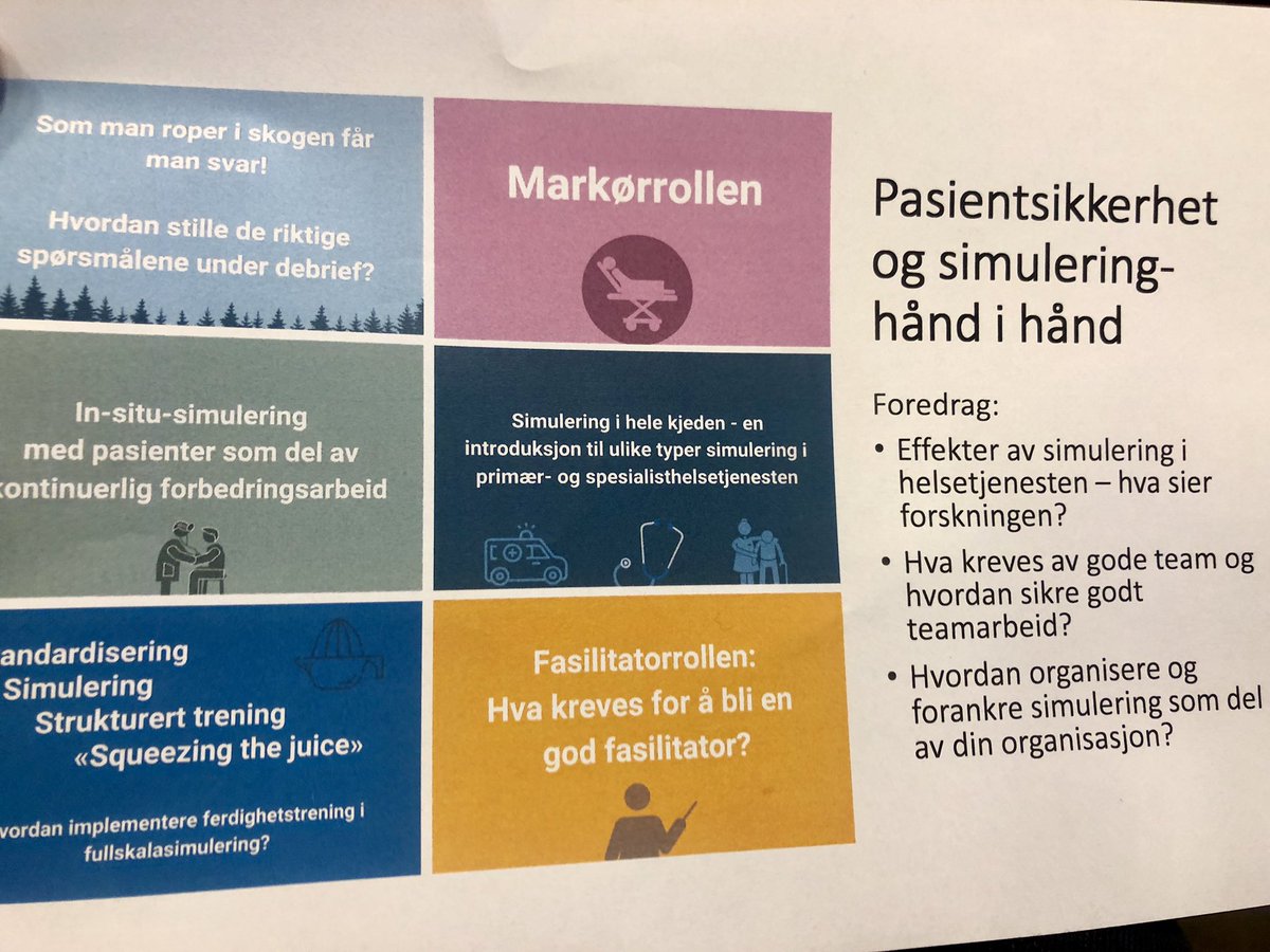 Gleder meg til denne seansen om simulering! Selv erfart som leder i mottak hvor mye vi kan få til ved å bruke simulering som verktøy ved <a href="/UNN_HF/">UNN</a> #itryggehender