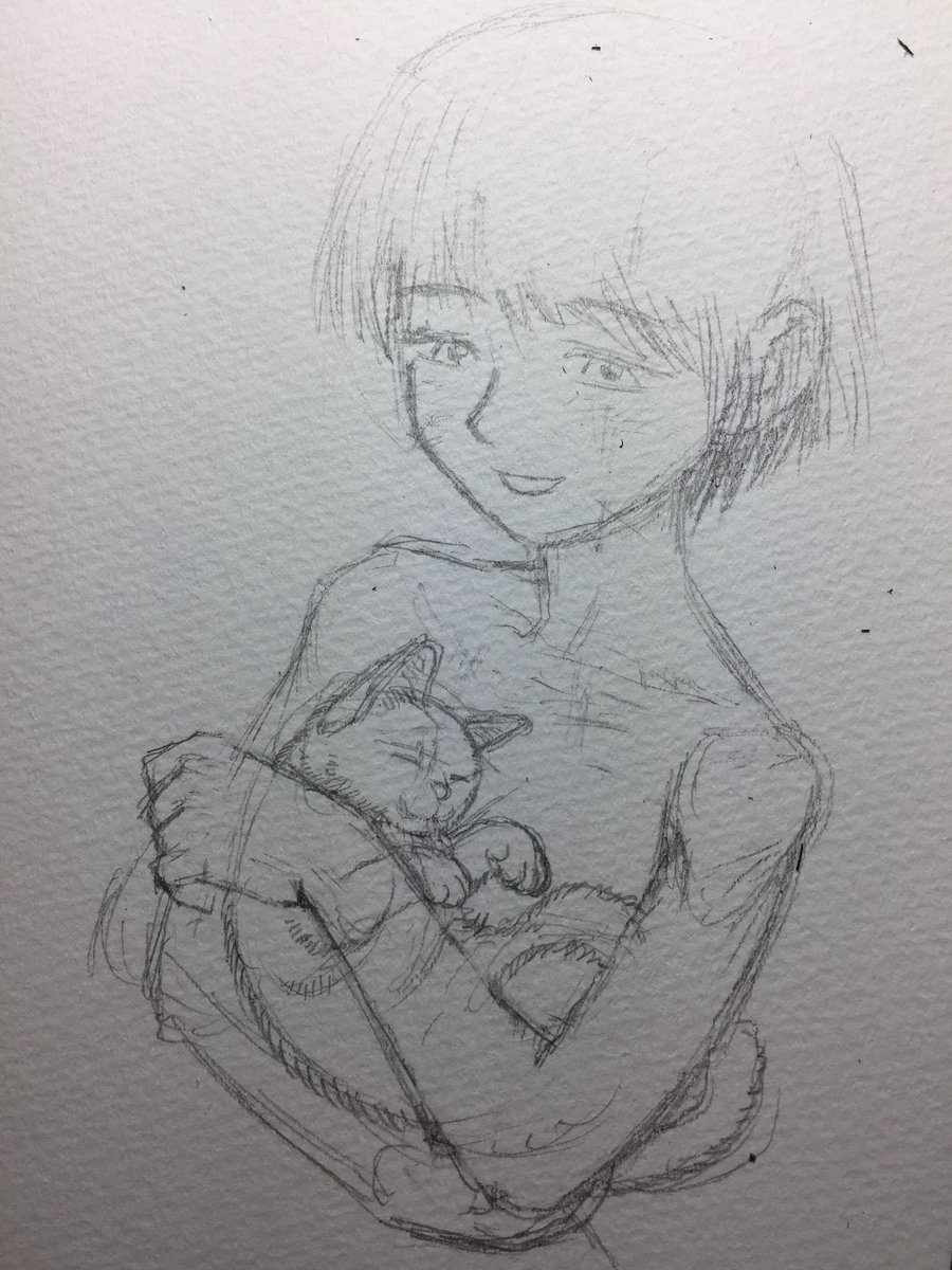 猫を抱っこしてるところでも描いてみようかな✍️?今日はこんなところで
ではおやすみなさい? 