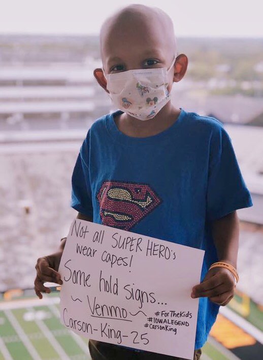 KeithMurphy's tweet photo. .@CarsonKing2 says total for @UIchildrens has now reached $1.7 million. That includes @venmo and @BuschBeer matching, plus donations from @PrairieMeadows and NW Mutual.
More than half million dollars raised since Tuesday night press conf.
Photo of Eli from Katie Belser #FTK https://t.co/a7Ok0ZhXAV