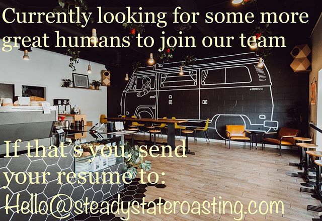 _Steady_State_'s tweet photo. In case you can’t read the words hidden in the picture: If you are interested in working here, send your resume on over to hello@steadystateroasting.com
•
#hiring #coffee #coffeeshop #specialtycoffee #steadystate #steadystateroasting #carlsbad https://t.co/WwWteZFwSp https://t.co/6beJSF7jmP