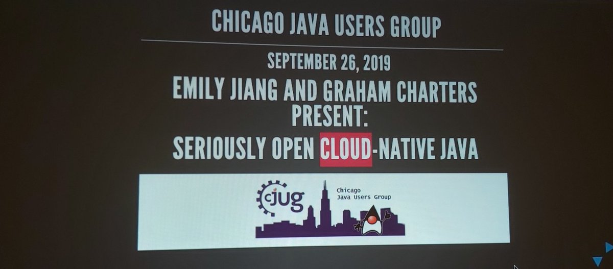 samirkam's tweet image. Excited to be at the Chicago JUG, waiting to hear @emilyfhjiang and @gcharters talk about Open Cloud-native Java #futureisopen #sfutureisnow