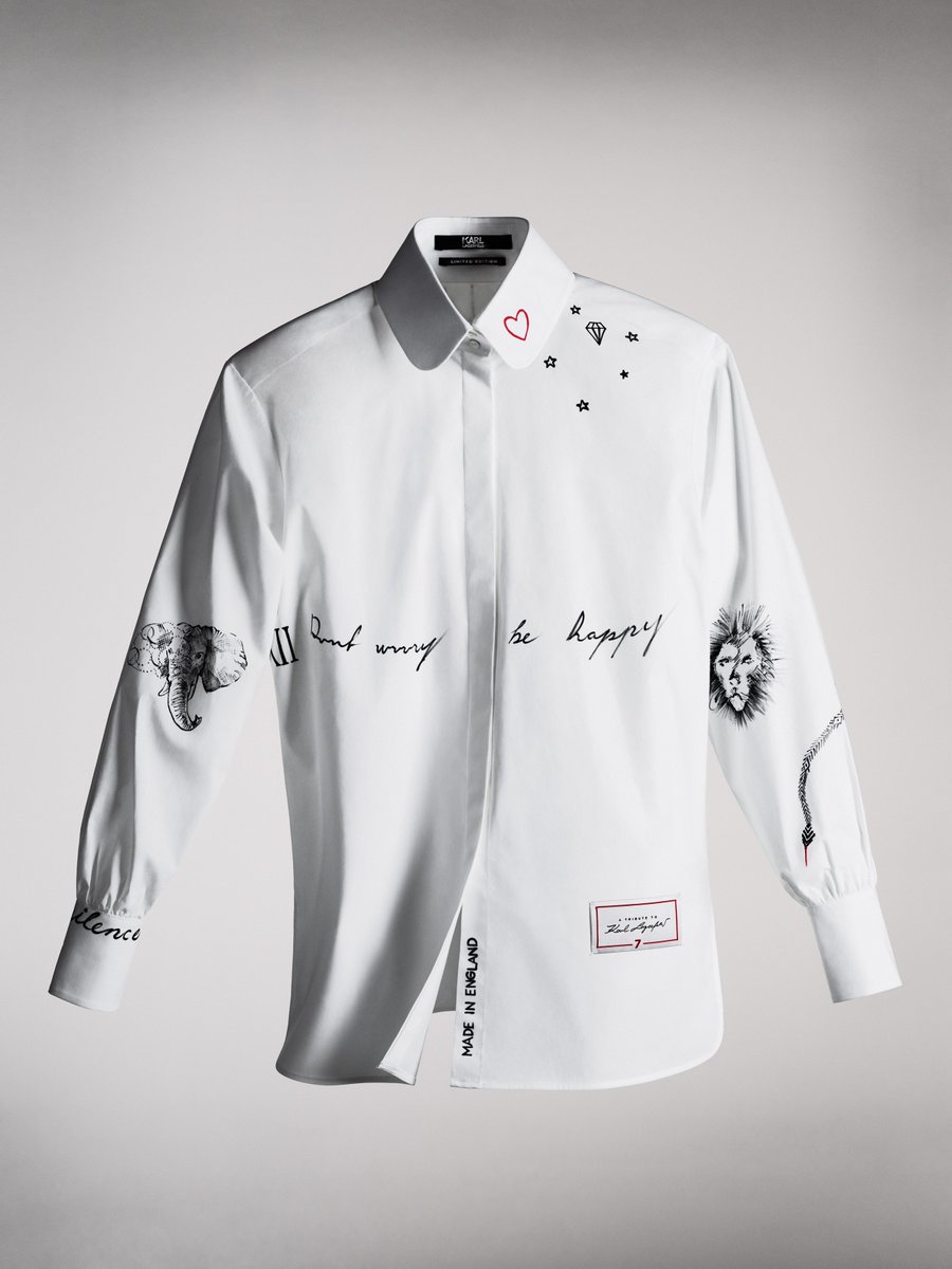 farfetch's tweet photo. To celebrate his legacy, 7 of @KarlLagerfeld's closest friends and collaborators have designed a white shirt. All proceeds will go to the "Sauver la Vie" charity initiative. Shop the limited capsule exclusively on https://t.co/Y3QoFFgBI0 #TributeToKarl https://t.co/RMy6IJ7Qs3 https://t.co/bxpEWVNJnp