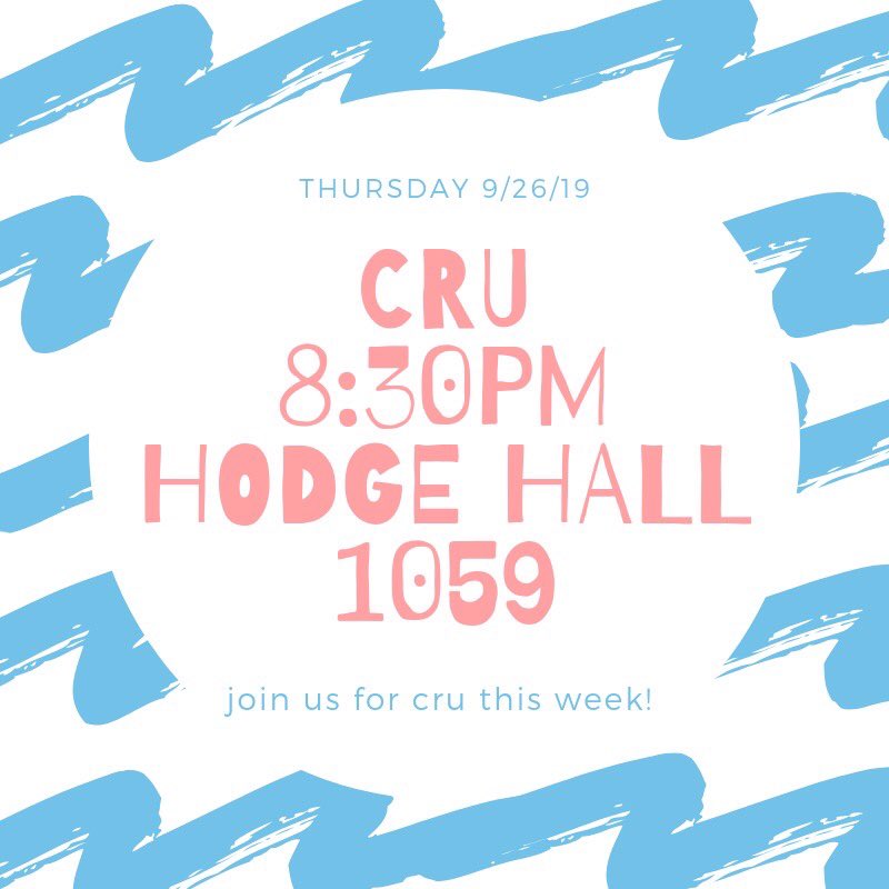 CruAtIU's tweet photo. Same time but another new place! Cru will be in Hodge Hall tonight at 8:30! Spread the word and tell all of your friends! https://t.co/9Wud95btBV