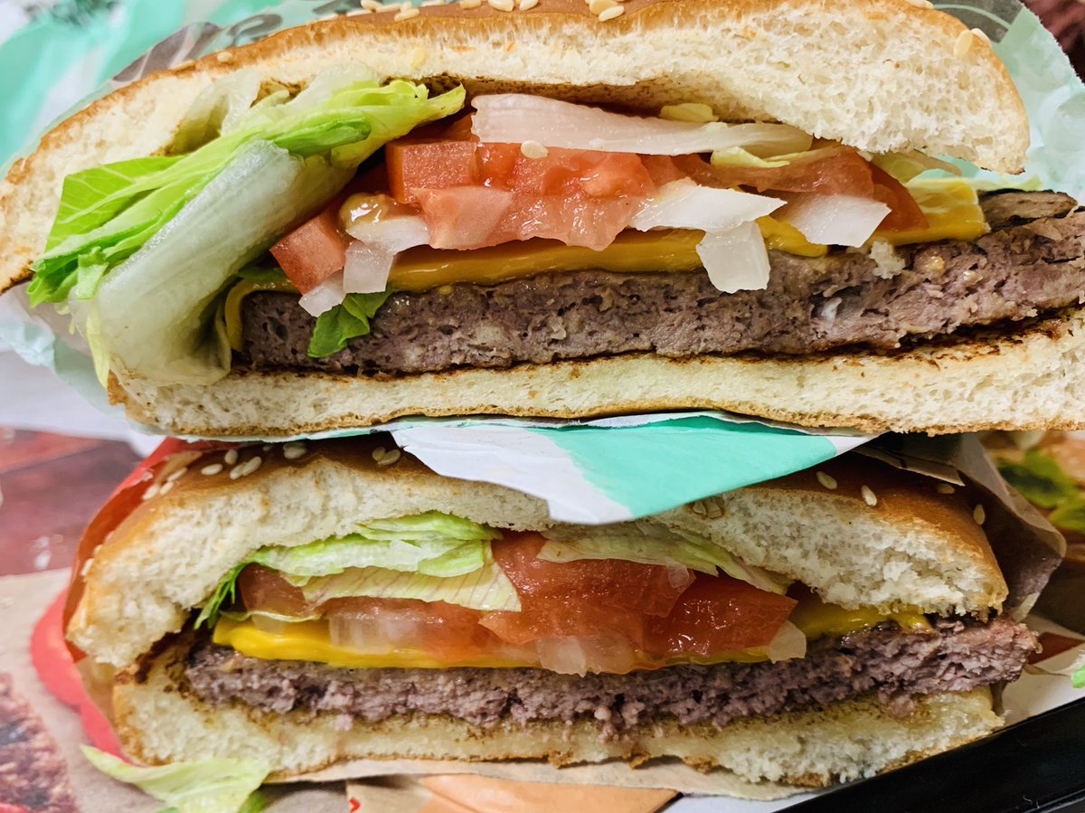 LittlePaperCone's tweet photo. One of these Whoppers is an Imposter, which one has the fake meat? https://t.co/qYdHbjp92G