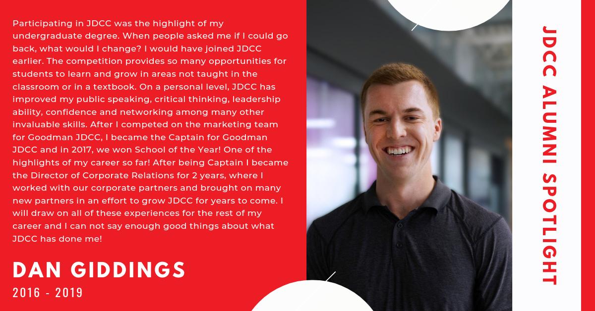 He's considered one of the greatest captains that the competition has ever seen. In light of <a href="/GoodmanSchool/">Goodman School of Business</a> 's first year of hosting #JDCC, it's time we featured the captain who led <a href="/GoodmanJDCC/">Goodman JDCCentral</a> to their first title! 

In this week's #JDCCAlumniSpotlight, we have Dan Giddings!
