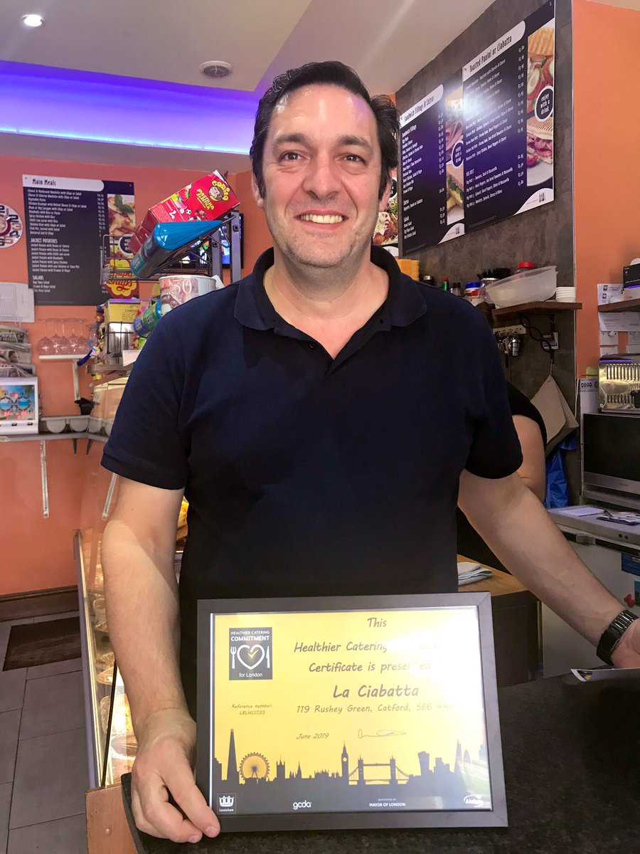GFLewisham's tweet photo. Congratulations to La Ciabatta for achieving their Healthy Catering Commitment. Serving delicious home made healthy lunch.   Children’s half portions available.  fabulous salads.  @ciabatta_la   #catford #Lewisham #HCC #sugarsmart #breastfeedingfriendly https://t.co/E14Ns44owq
