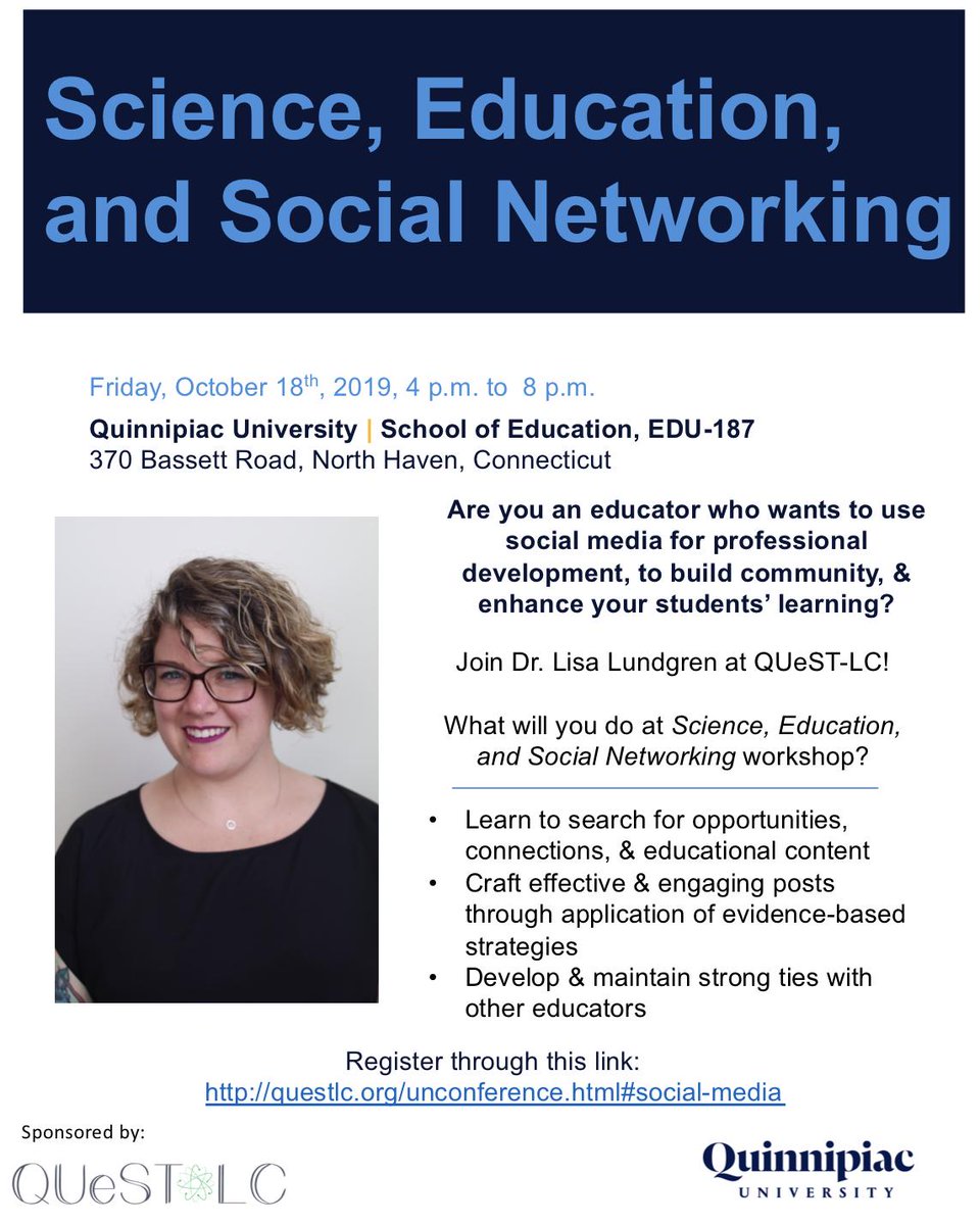 QUADSciEd's tweet photo. Find your #NGSS Community at @LisaLundgren21's Workshop Oct 18th @QuinnipiacU! #NGSSChat #SciEd #NGSSBiology #NGSSPhysics #NGSSChem https://t.co/THWHjbHR6O