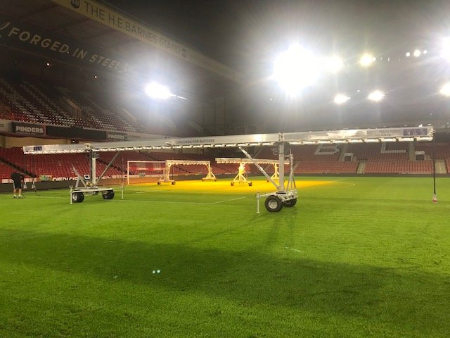 TlsTurf's tweet photo. Great to see existing clients, @SheffieldUnited, have chosen to increase their fleet of TLS lighting rigs. 
TLS is this week delivering two new lighting rigs at Bramall Lane, one TLS 72 and one TLS 36. 

We wish the club luck with their pitch development.
@groundsforsuccess https://t.co/GlK4weYK99