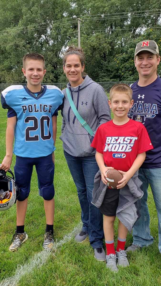 Cody is enjoying his new adventure this year.  He even scored his first touchdown! Go Police/Sandhills 🏈!