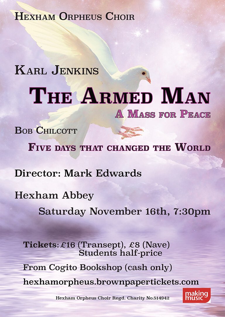 Our next concert. Very excited and looking forward to performing these two great pieces of music.