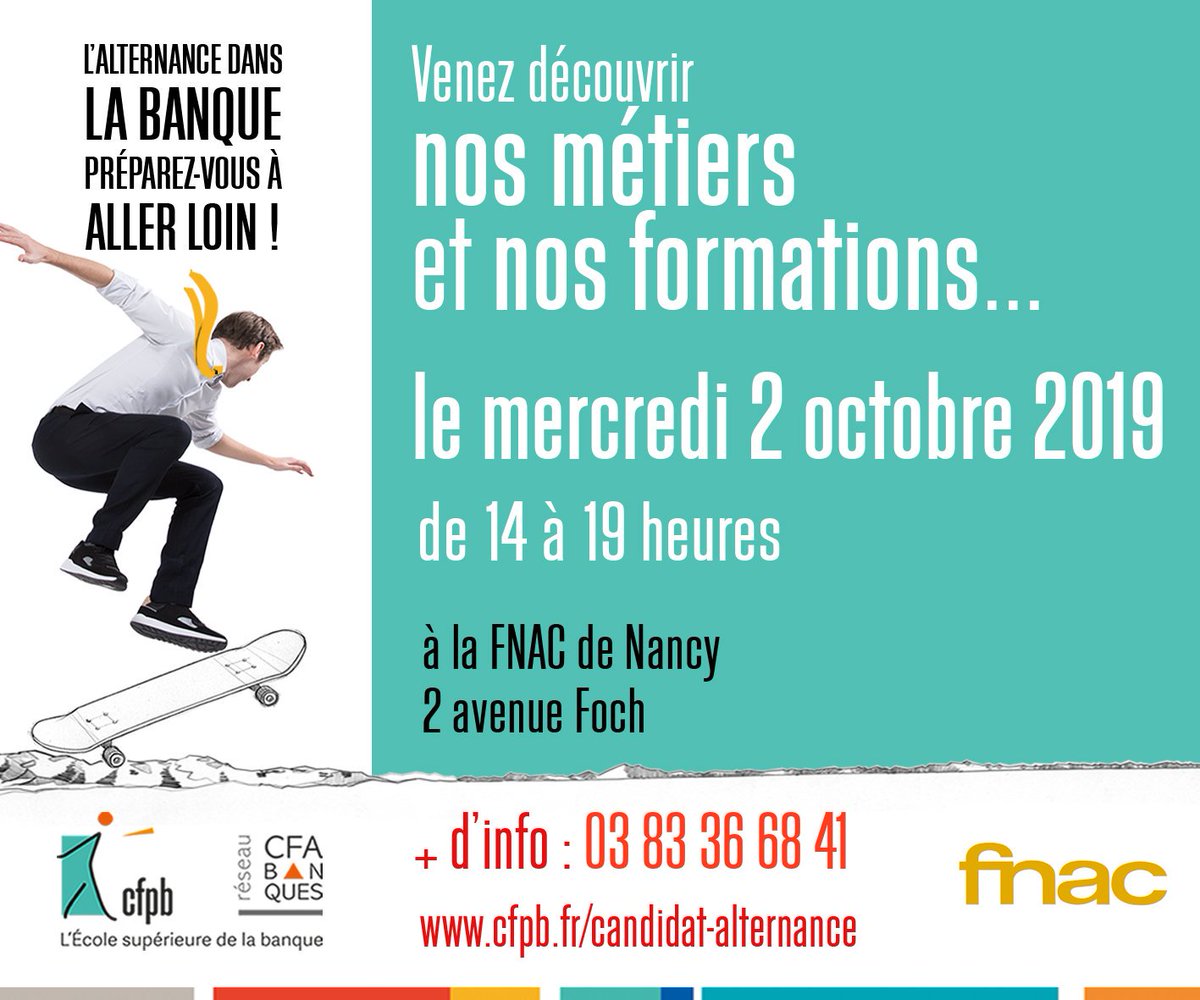 Aprofin_LPF's tweet photo. Vous souhaitez réorienter votre carrière professionnelle :
Tentez les métiers de la banque !
Venez nous rencontrer au Forum de la FNAC , et découvrir nos cursus :
- Diplôme Universitaire (DU) "Fondamentaux de la Banque".
- Bachelor Banque Omnicanal.
- BTS, Licence, Masters 1 &amp; 2 https://t.co/z51fmfH5aa
