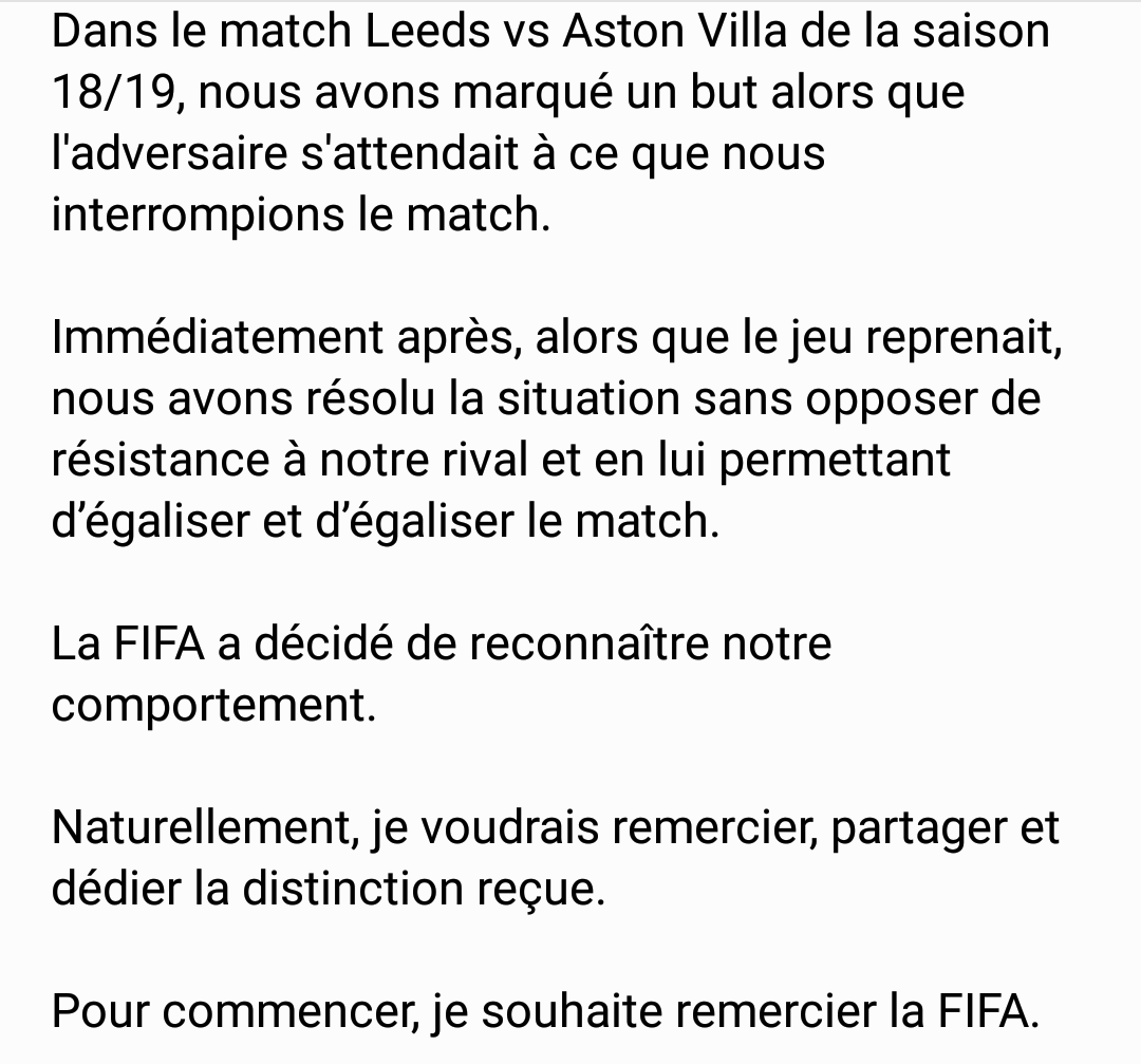 BielsaFrance's tweet photo. ⭐ COMMUNIQUE DE MARCELO BIELSA ⭐

Traduction complète de la déclaration du coach argentin lors de la remise du FIFA Fair Play Award 2019

#LUFC #MOT https://t.co/EHsxJ0mEDC