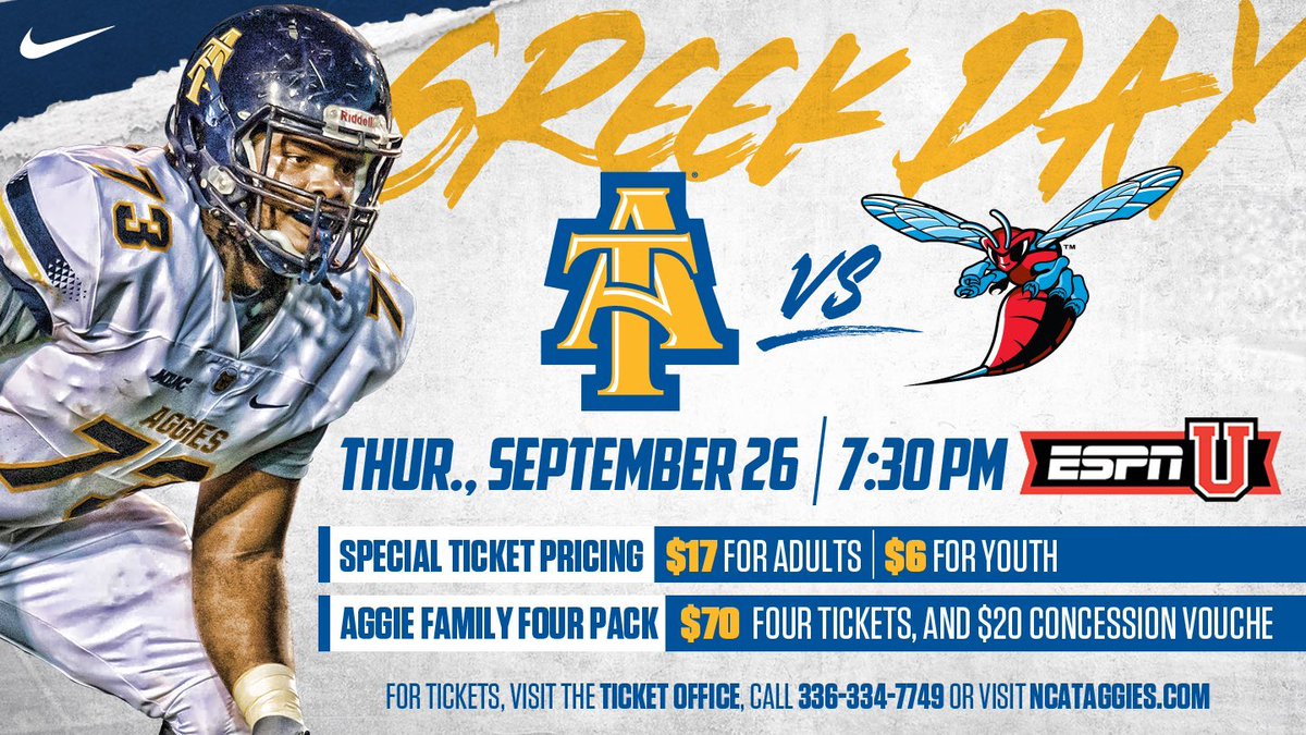WhoIsHLM's tweet photo. I hope to see all #Aggies fill #BBTStadium tonight for our first Thursday night game of the season. Let’s go @NCATFootball https://t.co/vRu8OXpbyH